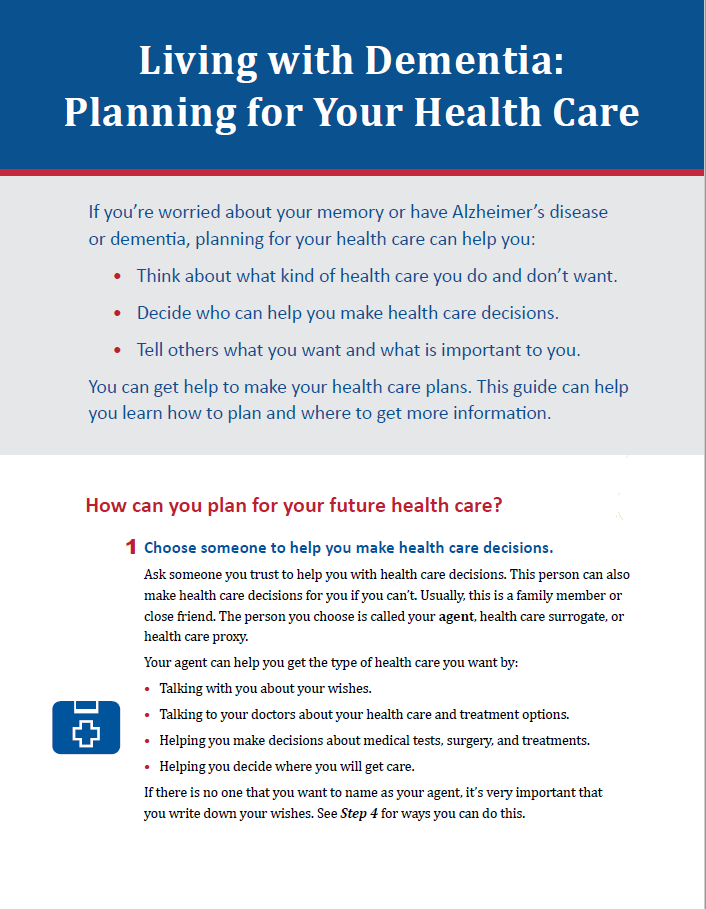factsheet screenshot: health care planning