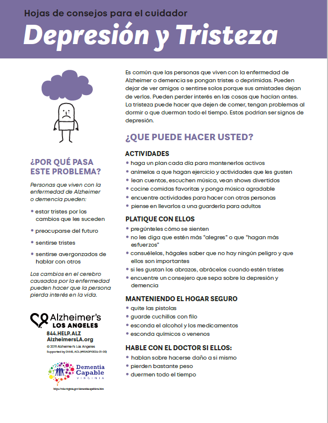 factsheet screenshot: Depression & Sadness