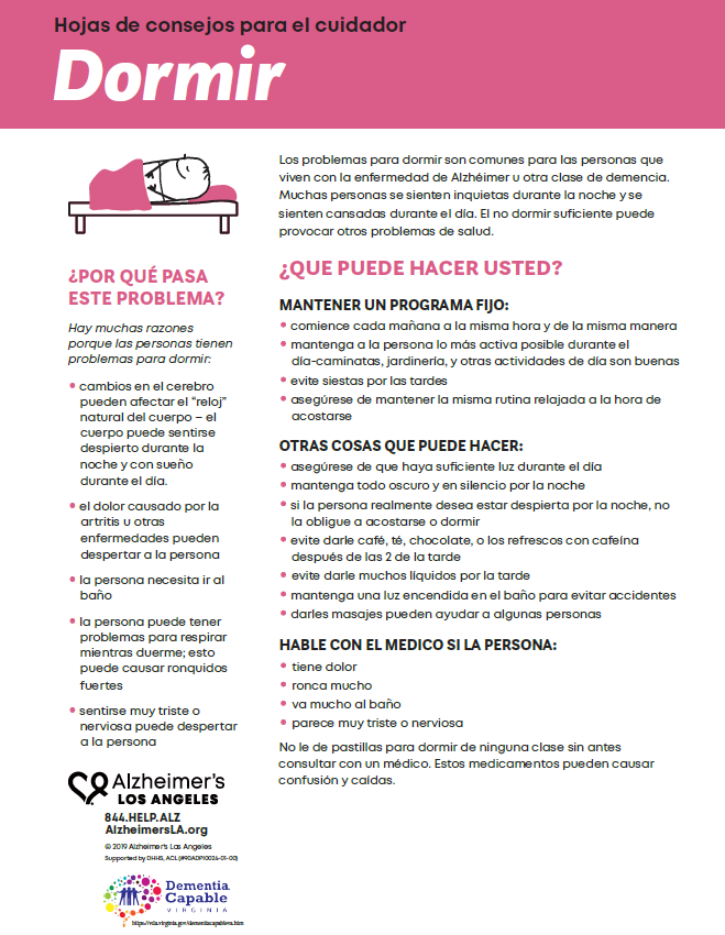 factsheet screenshot: Sleeping