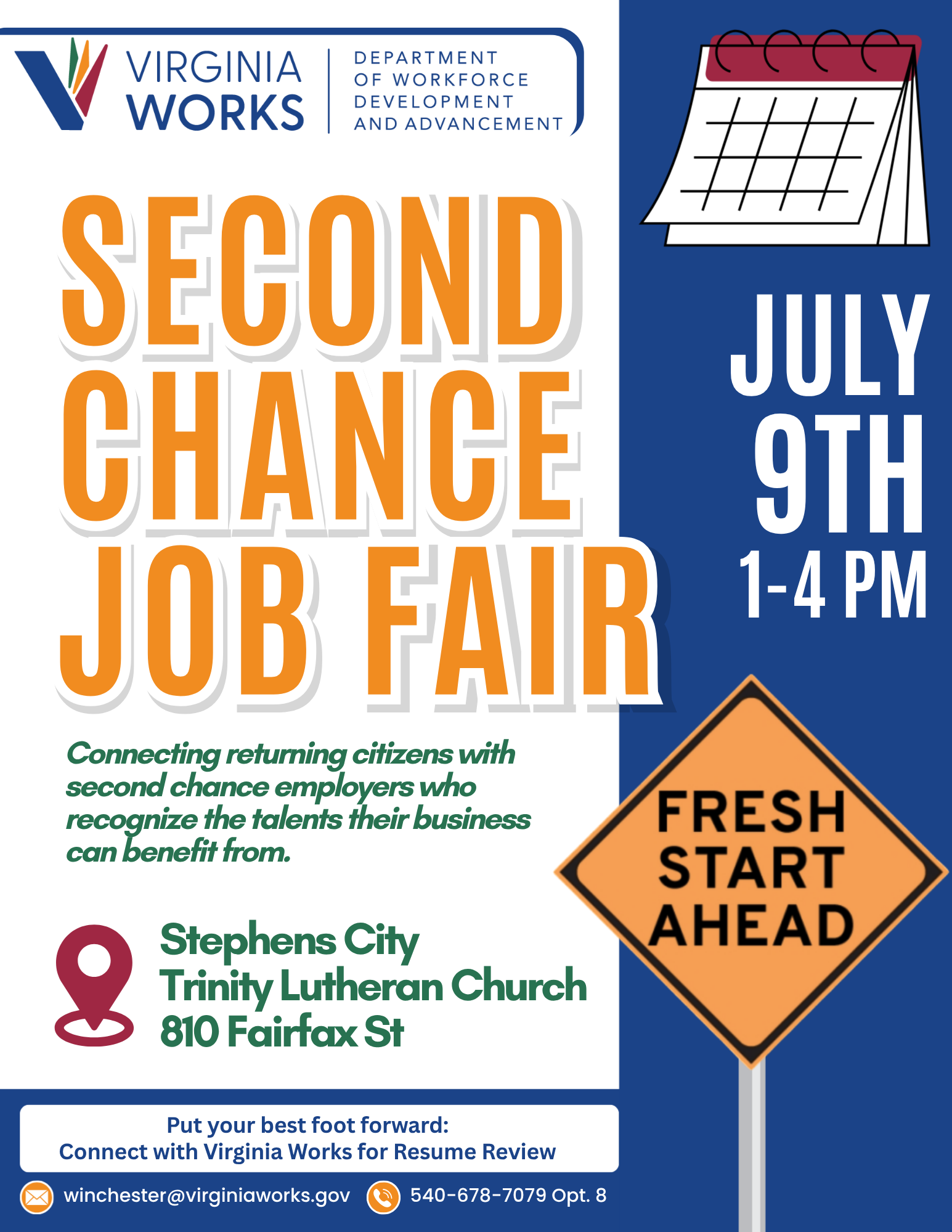 Second Chance Job Fair flier